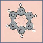 A comic style image of benzene.